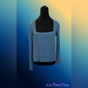 Forever 21 Blue Ribbed Crew Neck Shirt